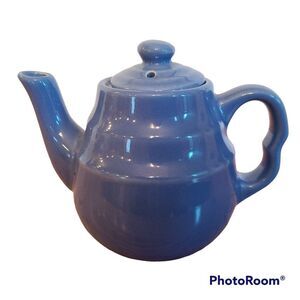 Blue Stoneware Teapot Vintage Made In U.S.A. 2 Cup Capacity